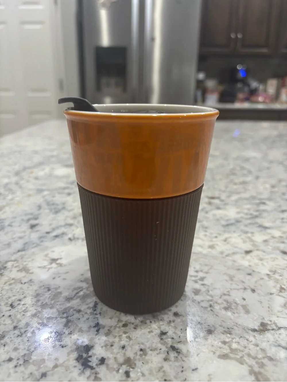 Vintage Vibe Starbucks 2011 Collectible Orange Ceramic 8oz Tumbler MCM Retro